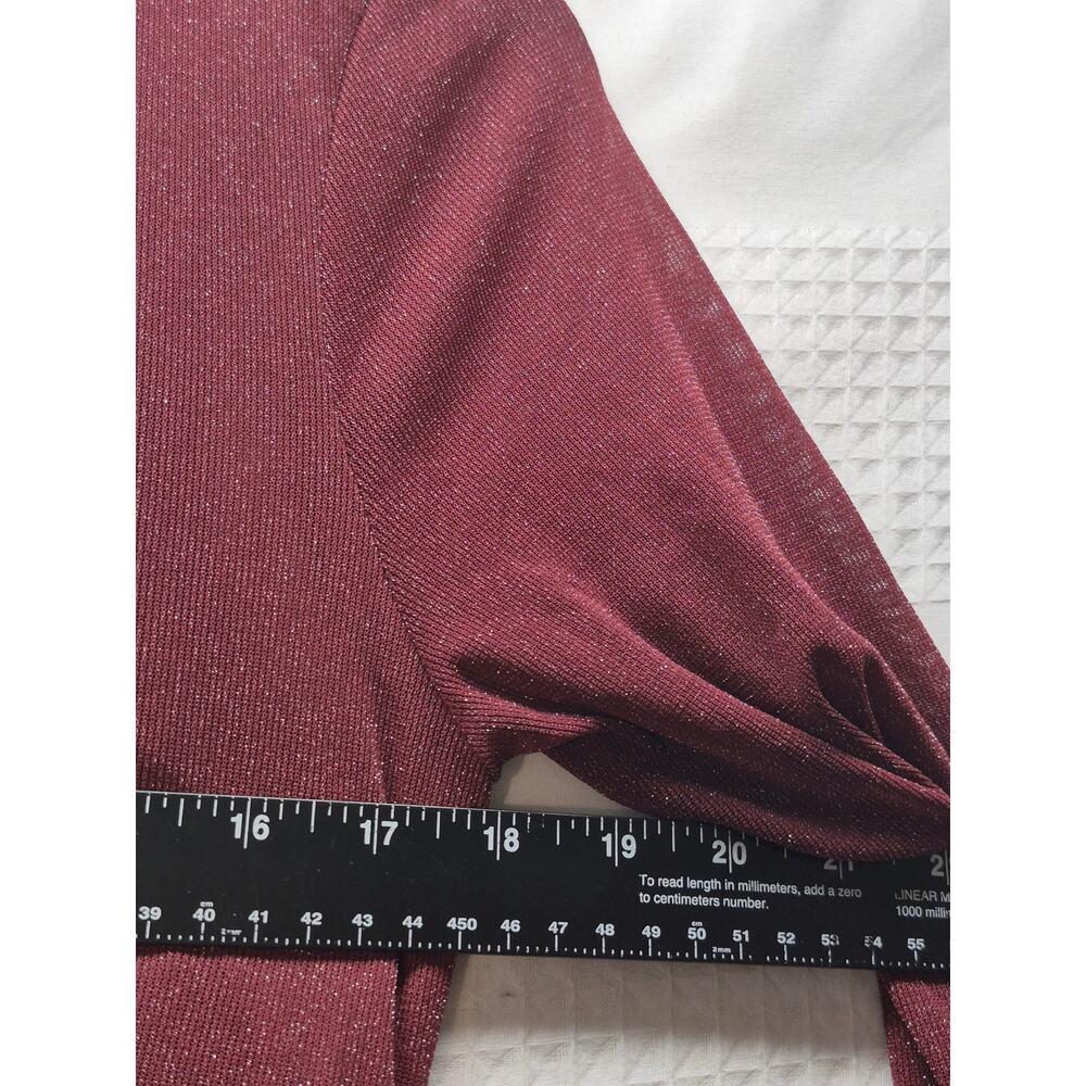 Tash+Sophie Dress Women Sz Med Burgundy Long Sleeve Turtleneck Sheer Layer 7294 - Picture 5 of 8